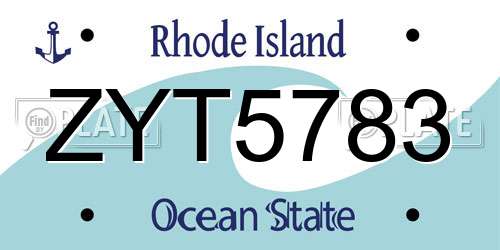 ZYT5783 Rhode Island License Plate