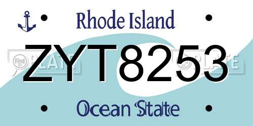 ZYT8253 Rhode Island License Plate