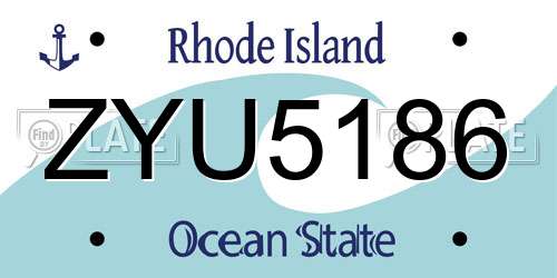 ZYU5186 Rhode Island License Plate