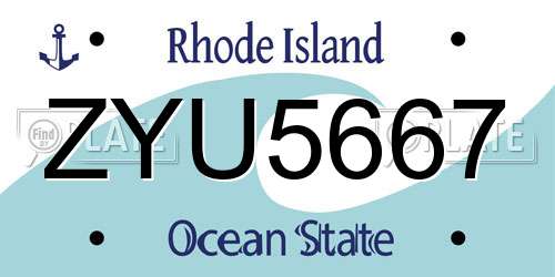 ZYU5667 Rhode Island License Plate