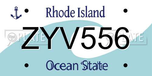 ZYV556 Rhode Island License Plate