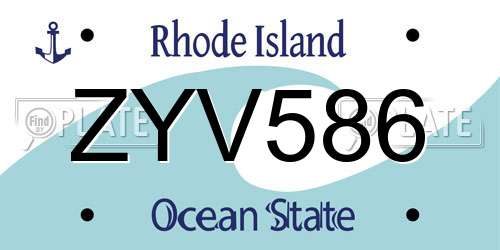 ZYV586 Rhode Island License Plate