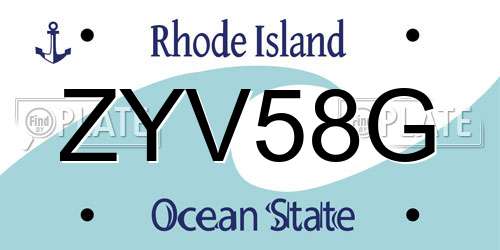 ZYV58G Rhode Island License Plate