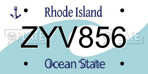 ZYV856 Rhode Island License Plate