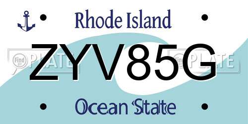 ZYV85G Rhode Island License Plate