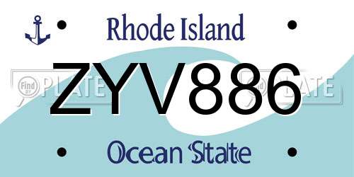 ZYV886 Rhode Island License Plate