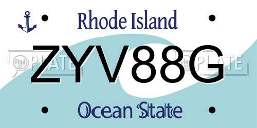 ZYV88G Rhode Island License Plate
