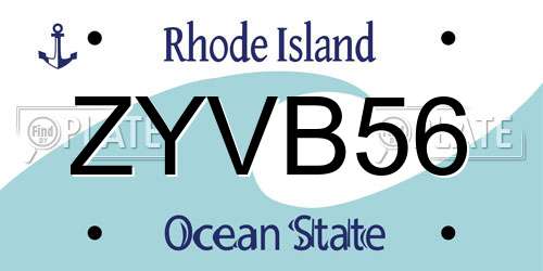 ZYVB56 Rhode Island License Plate
