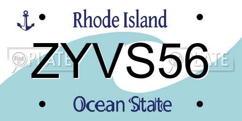 ZYVS56 Rhode Island License Plate