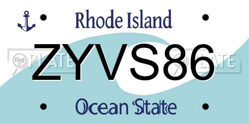 ZYVS86 Rhode Island License Plate