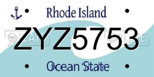 ZYZ5753 Rhode Island License Plate