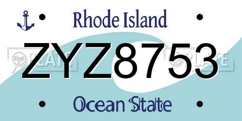 ZYZ8753 Rhode Island License Plate