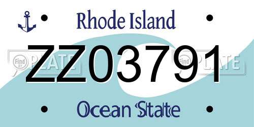 ZZ03791 Rhode Island License Plate