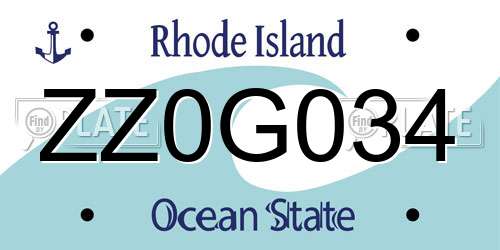 ZZ0G034 Rhode Island License Plate