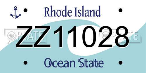 ZZ11028 Rhode Island License Plate