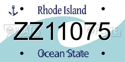 ZZ11075 Rhode Island License Plate