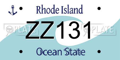 ZZ131 Rhode Island License Plate