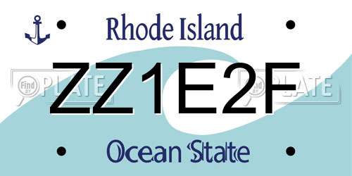 ZZ1E2F Rhode Island License Plate