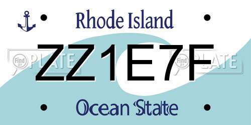 ZZ1E7F Rhode Island License Plate