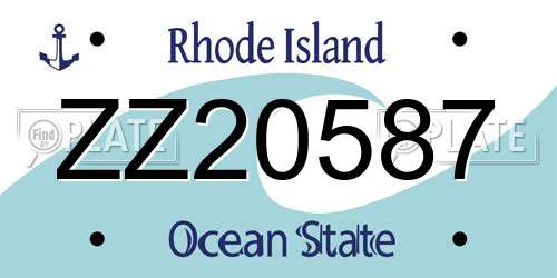 ZZ20587 Rhode Island License Plate
