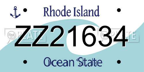 ZZ21634 Rhode Island License Plate