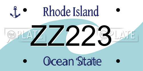 ZZ223 Rhode Island License Plate