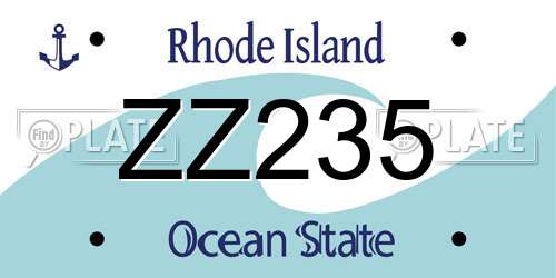 ZZ235 Rhode Island License Plate