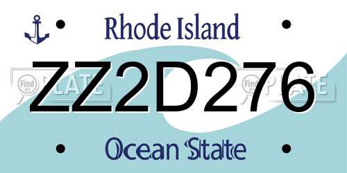 ZZ2D276 Rhode Island License Plate