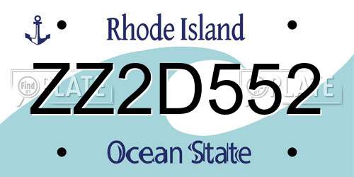 ZZ2D552 Rhode Island License Plate