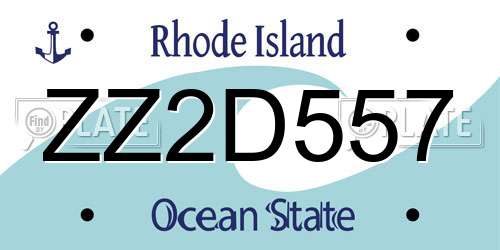 ZZ2D557 Rhode Island License Plate