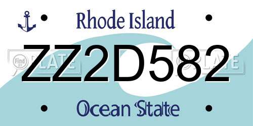 ZZ2D582 Rhode Island License Plate