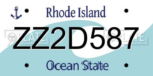ZZ2D587 Rhode Island License Plate