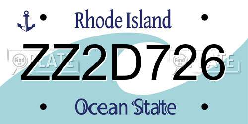 ZZ2D726 Rhode Island License Plate