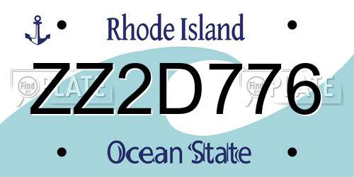 ZZ2D776 Rhode Island License Plate