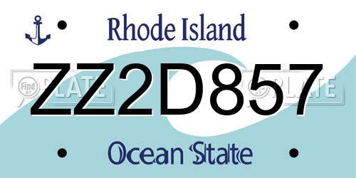 ZZ2D857 Rhode Island License Plate
