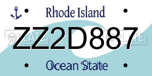 ZZ2D887 Rhode Island License Plate