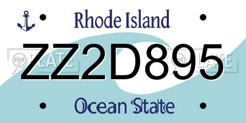 ZZ2D895 Rhode Island License Plate