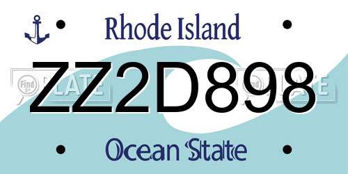 ZZ2D898 Rhode Island License Plate