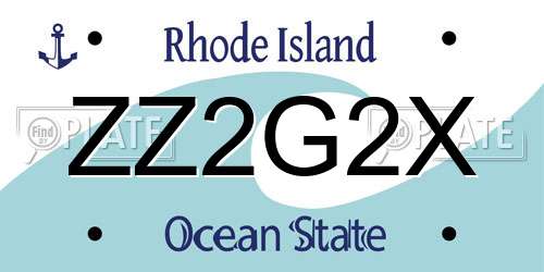 ZZ2G2X Rhode Island License Plate