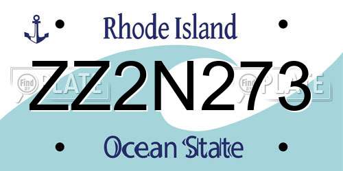 ZZ2N273 Rhode Island License Plate