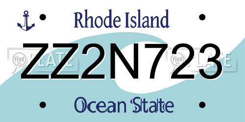 ZZ2N723 Rhode Island License Plate