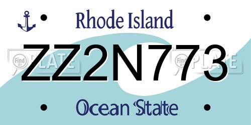 ZZ2N773 Rhode Island License Plate