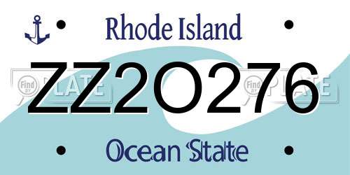 ZZ2O276 Rhode Island License Plate