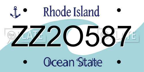 ZZ2O587 Rhode Island License Plate