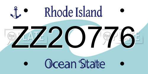 ZZ2O776 Rhode Island License Plate