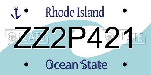 ZZ2P421 Rhode Island License Plate