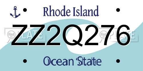 ZZ2Q276 Rhode Island License Plate