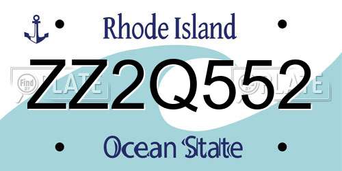 ZZ2Q552 Rhode Island License Plate
