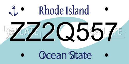 ZZ2Q557 Rhode Island License Plate