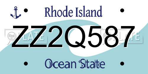 ZZ2Q587 Rhode Island License Plate